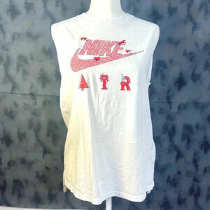 Nike Air Art Logo Streetwear White Tank Muscle Tank Size S